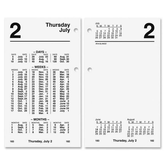 At A Glance Financial Daily Desk Calendar Refill