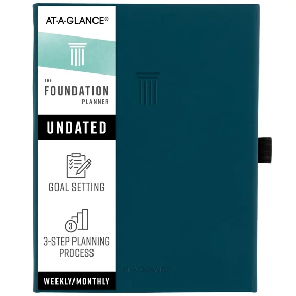 At A Glance Foundation Weekly Monthly Planner Hardcover Undated Blue 5.5 X 8.5