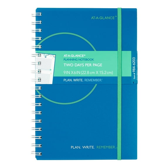 At-A-Glance Paisley Planning Notebook, Two Days Per Page, Blue, 6 x 9 in.