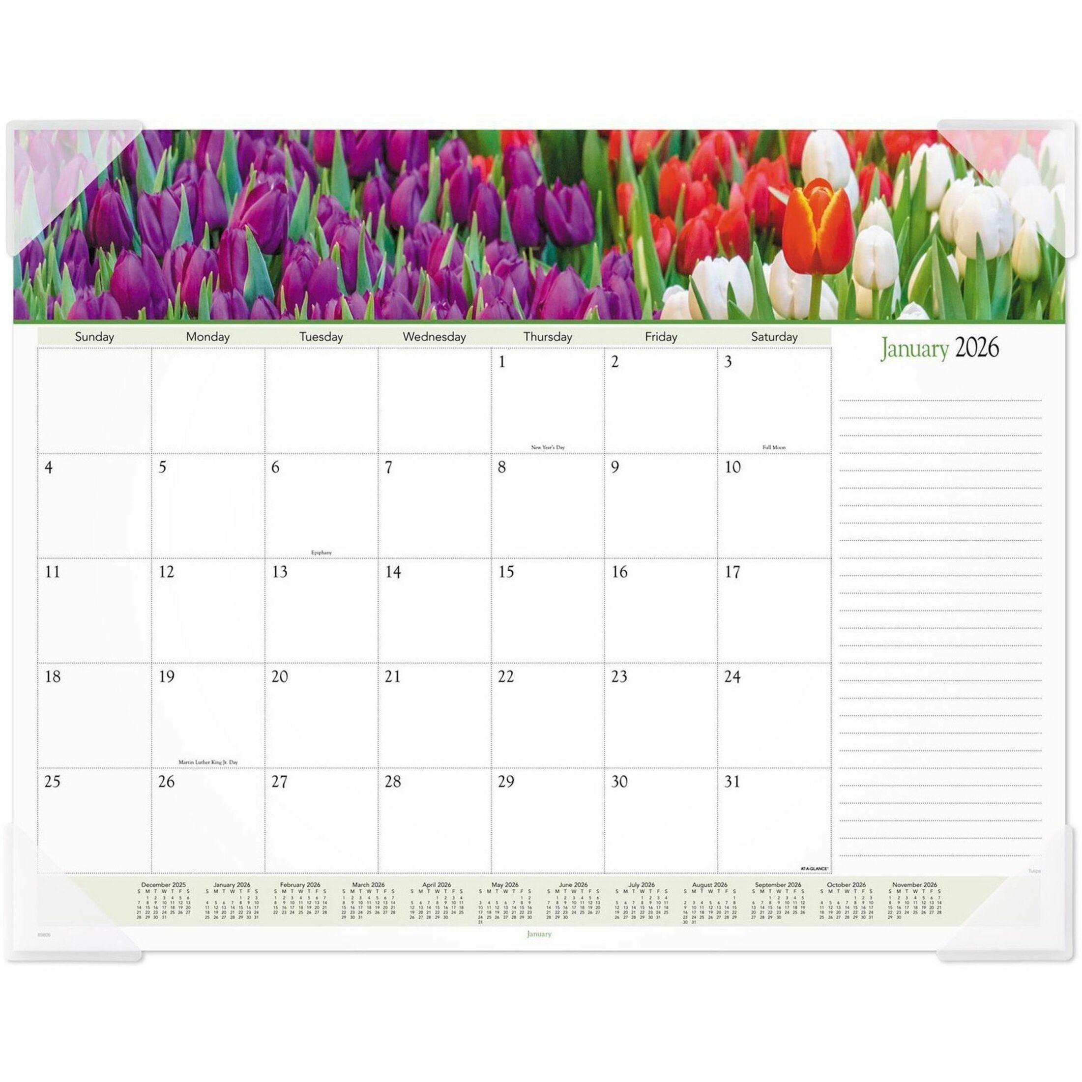 At-A-Glance Panoramic Floral Image Monthly Desk Pad