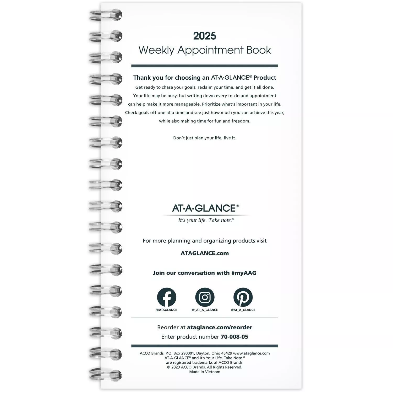 At A Glance Planner Refill January 2025 To December 2025 Weekly Appointment Book