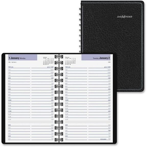 At A Glance Quarter-hourly Appointment Daily Book - Black