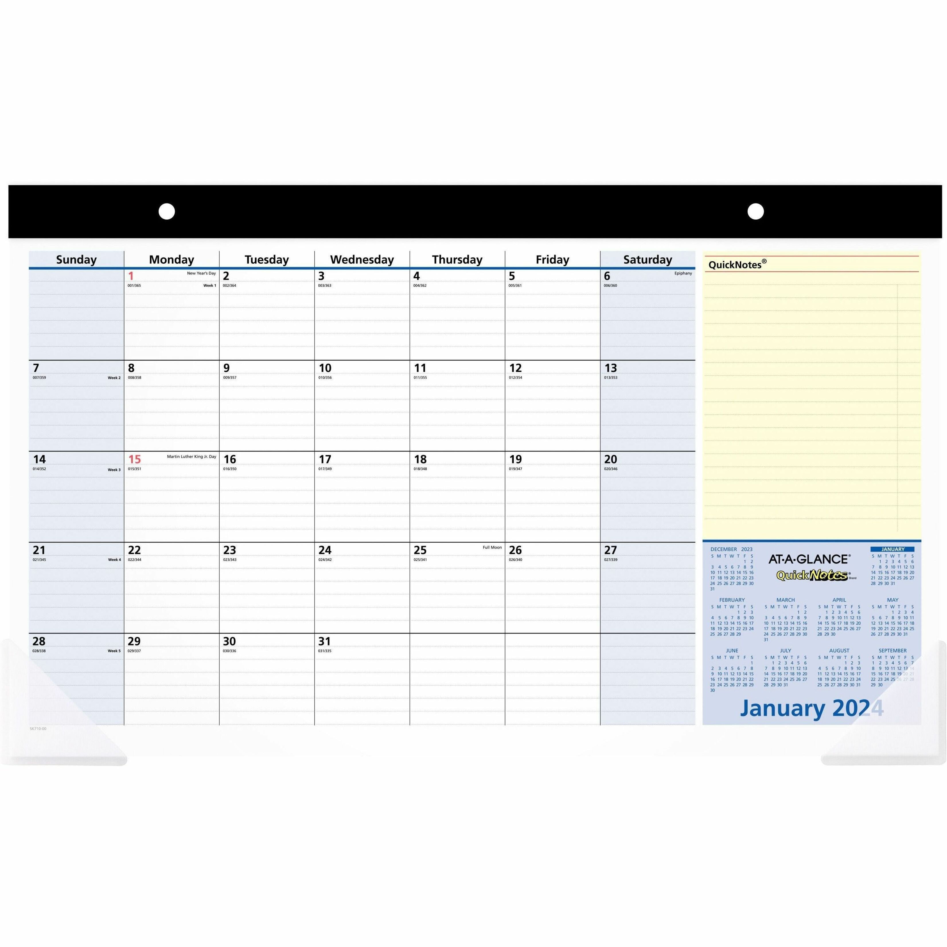 AtAGlance QuickNotes 2024 Compact Monthly Desk Pad Calendar, Compact
