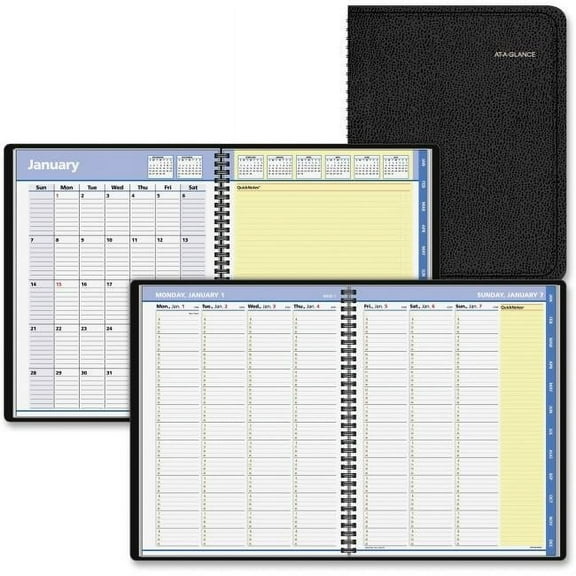 At A Glance  QuickNotes Weekly & Monthly Appointment Book, Simulated Leather - Black