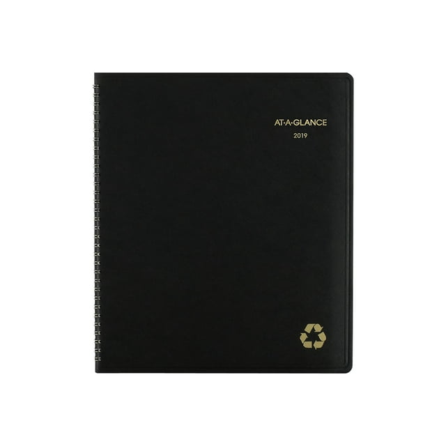 AT-A-GLANCE 2019-2020 Monthly Planner, 9" x 11", Large, Recycled, Black (70-260G-05)
