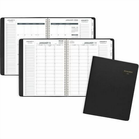 AT-A-GLANCE AAG70950V05 Triple-View Weekly Calendar Simulated Leather - Black