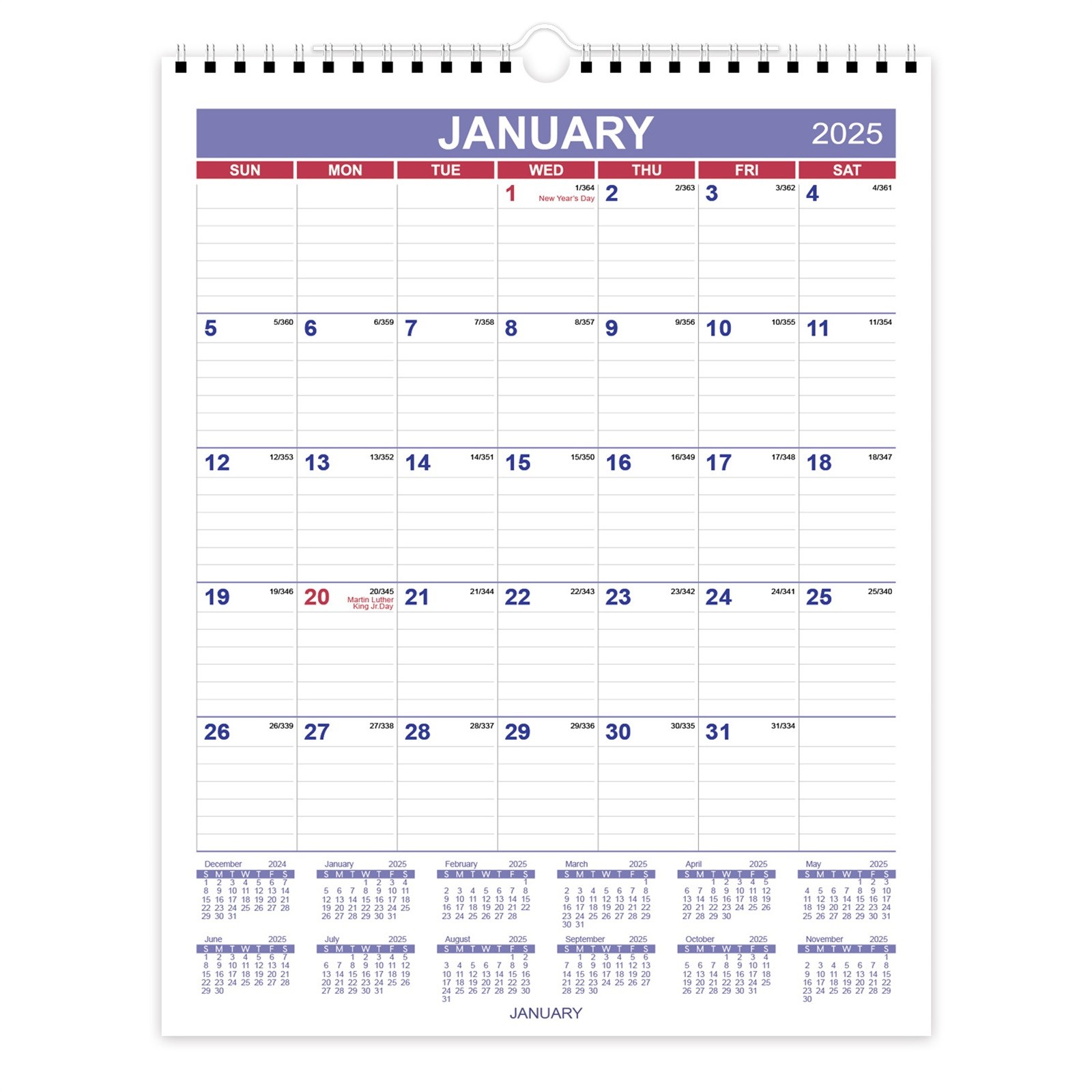 AtAGlance Wall Calendar 2025 Double Coil Bound Monthly Planning