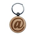 thumbnail image 1 of At Email Symbol Round Keychain Charm Tag - Engraved Wood, 1 of 6