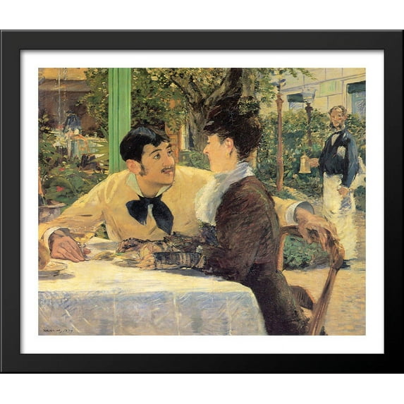 At Father Lathuille 34x28 Large Black Wood Framed Print Art by Edouard Manet