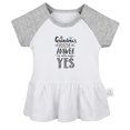thumbnail image 1 of At Grandma's House Answer is Always Yes Funny Dresses For Baby, Newborn Babies Skirts, Infant Princess Dress, 0-24M Kids Graphic Clothes (Gray Raglan Dresses, 12-18 Months), 1 of 4