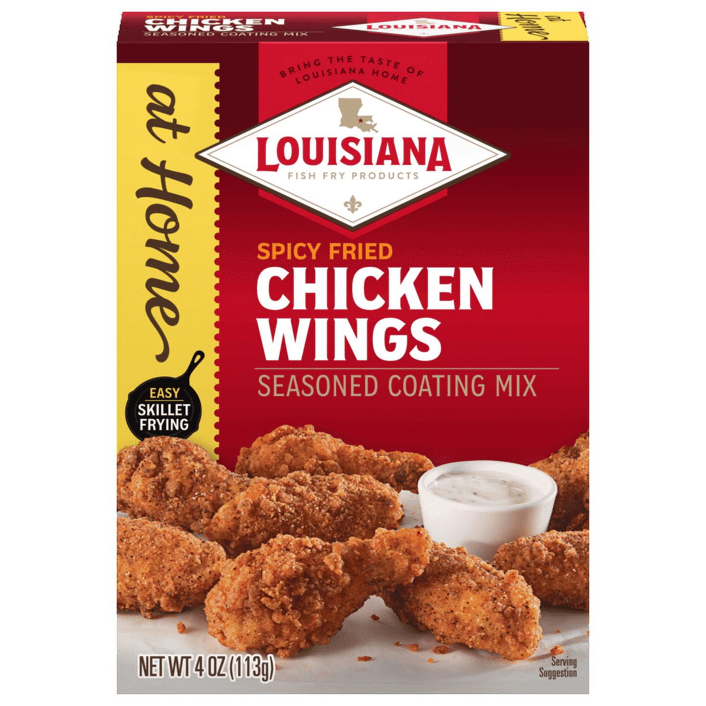 Louisiana Fish Fry Products At Home Chicken Wing Spicy Seasoned Coating Mix, 4 oz Box
