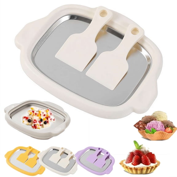 At-Home Rolled Ice Cream Maker Kit,2025 New Instant Ice Cream Roller Making Machine with 2 Scrapers,DIY Homemade Rolled IceCream Tray,Homemade Italian IceCream DIY, Sorbet, Yogurt