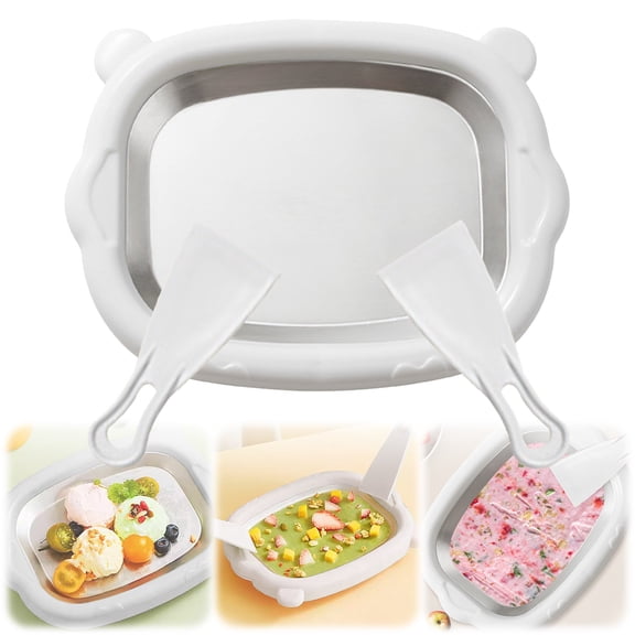 At-Home Rolled Ice Cream Maker Kit, Ice Cream Roller Maker, Instant Ice Cream Tray with 2 Scrapers, DIY Homemade Rolled Ice Cream, Yogurt, Sorbet, Gelato, Cream Machines Stainless Steel