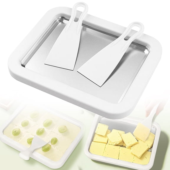 At-Home Rolled Ice Maker Kit, Stainless Steel Instant Ice Plate with 2 Scrapers for DIY Yogurt, Ice Cream, Sorbet, and Kids Dessert Fun