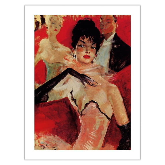 At La Scala or The Lodge of Hagel (A la Scala ou La loge d'Hagel) - From an Original Color Painting by Jean-Gabriel Domergue c.1940 - Bamboo Fine Art 290gsm Paper Print (Unframed) 18x24in