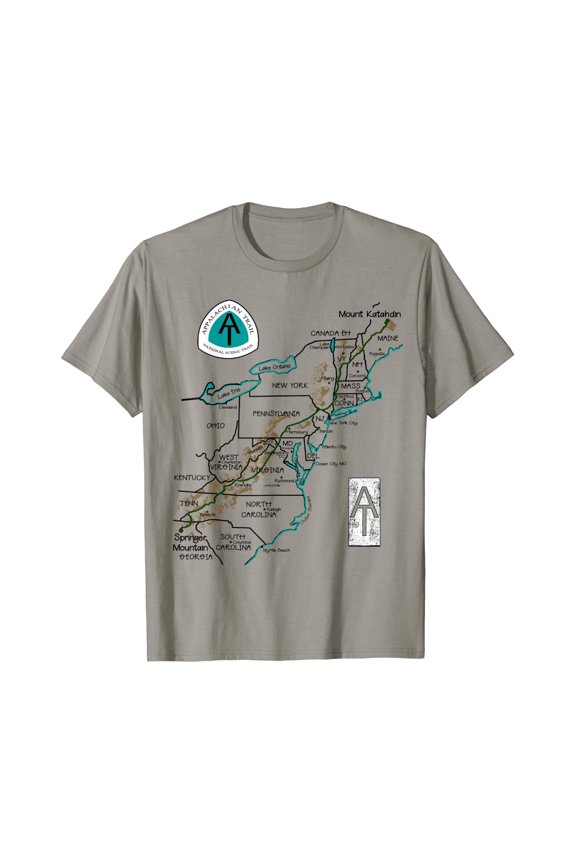 At Logo Appalachian Trail Hiking Map T-Shirt