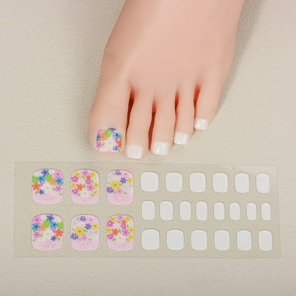 At Salon Home Pedicure Gel Toe Nail Strips UV LED Curing Required Nail Art Wrap