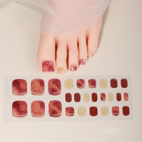 At Salon Home Pedicure Gel Toe Nail Strips UV LED Curing Required Nail Art Wrap