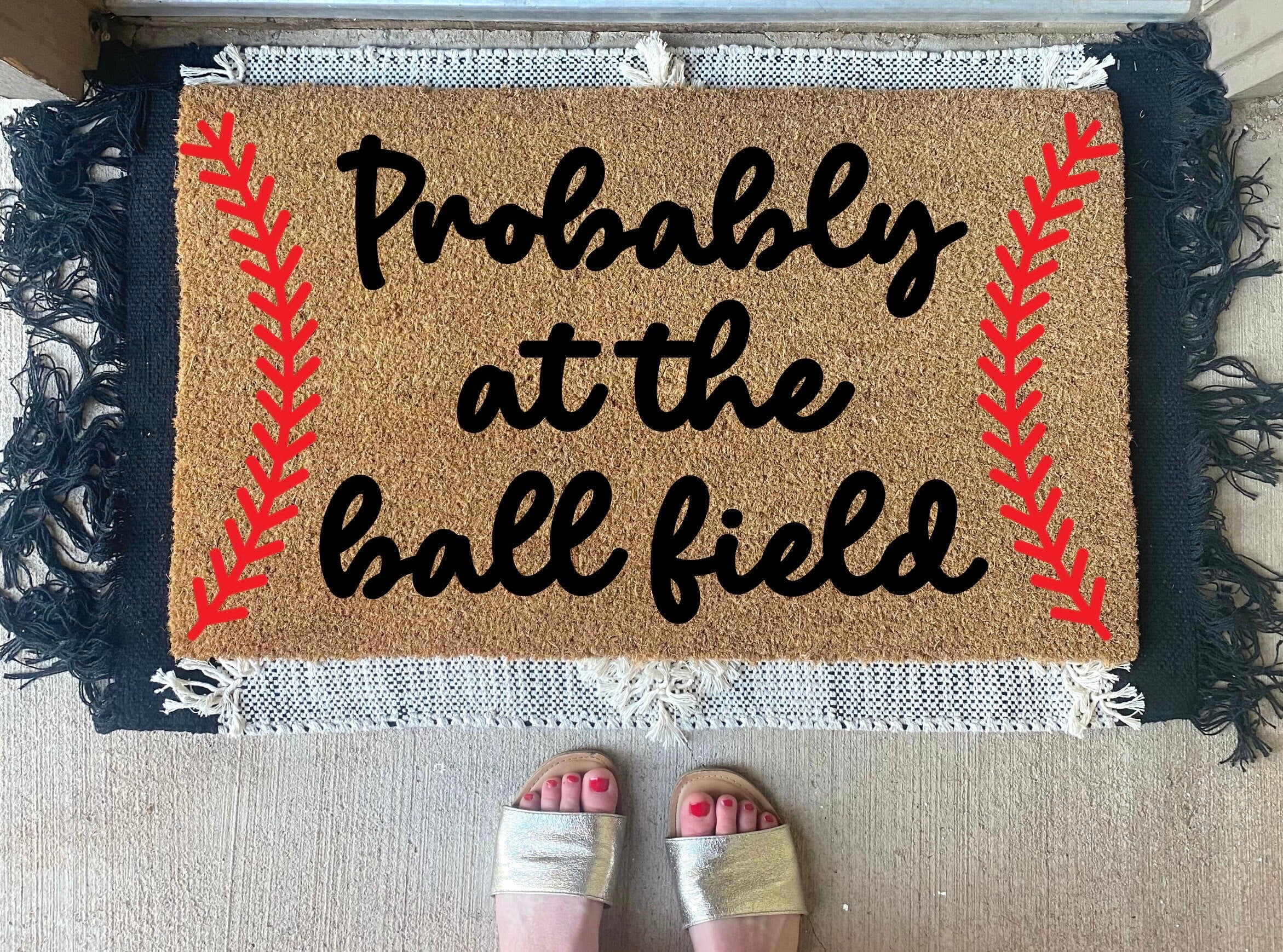 At The Ball Field Doormat Baseball Door Mat Basketball Door Mat