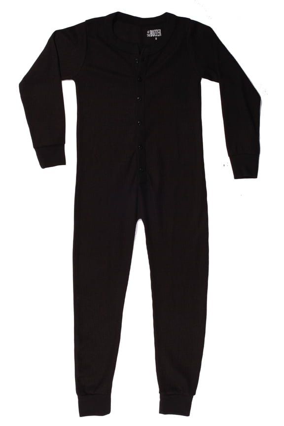 Boys Thermal Union Suit - Warm Base Layer for Winter Outdoor Activities (Black, Boys 7)