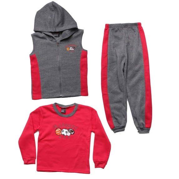 At The Buzzer Boys Three Piece Fleece Set 53102-33-2T (Charcoal - Sports, Boys 18 Months)