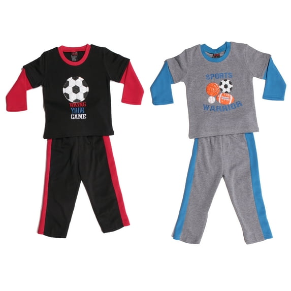 At The Buzzer Boys Two Piece Fleece Set (Pack of 2) (Black - Soccer and Grey - Sports, Boys 4T)