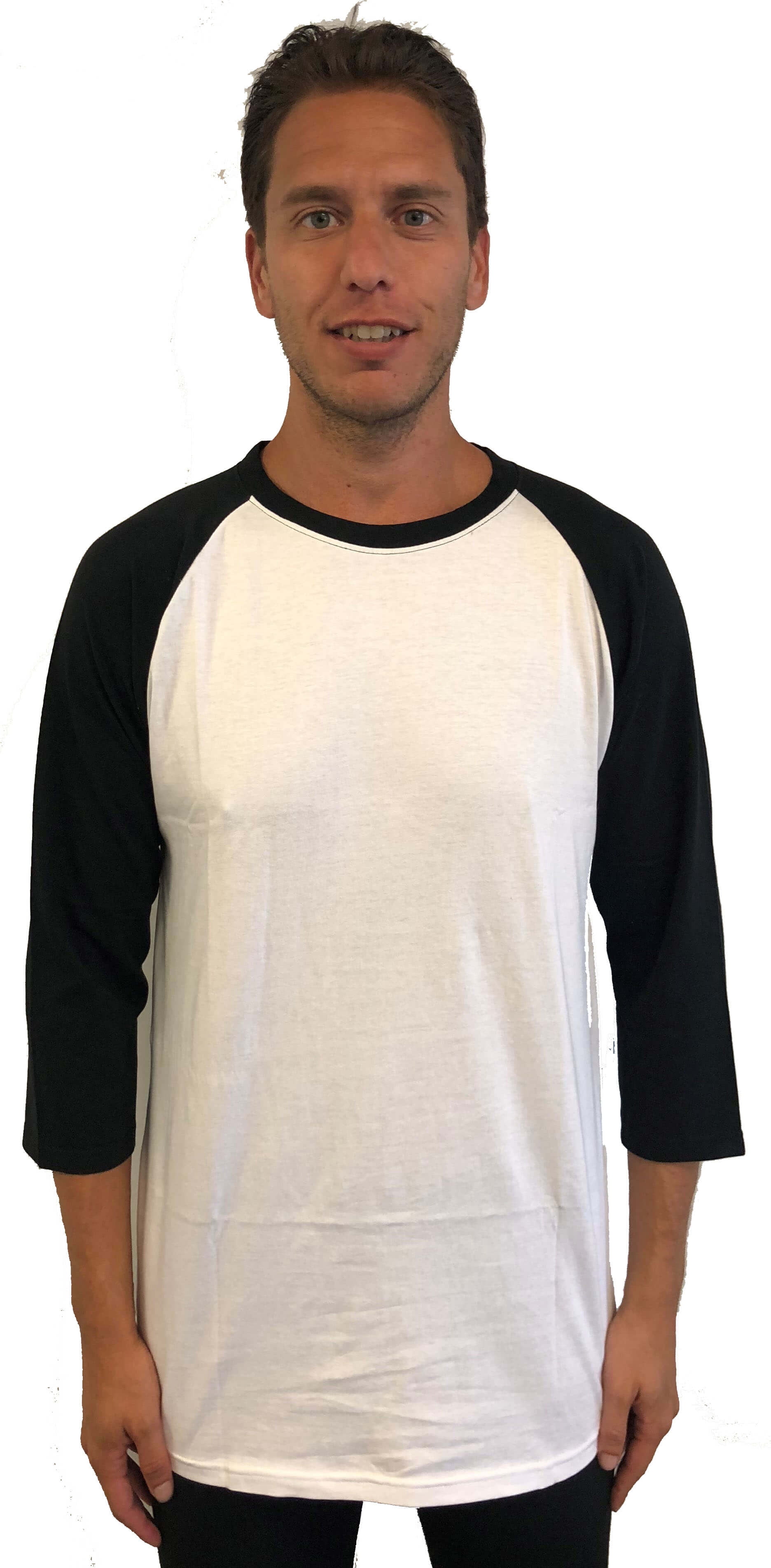 Fitscloth Men's Baseball Raglan 3/4 Sleeve Tee - Soft Cotton Jersey Shirt For Casual & Athletic Wear (S-5XL)
