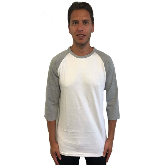 At The Buzzer Men's Baseball Raglan Sleeve Solid Shirt (White Grey, XXX-Large)