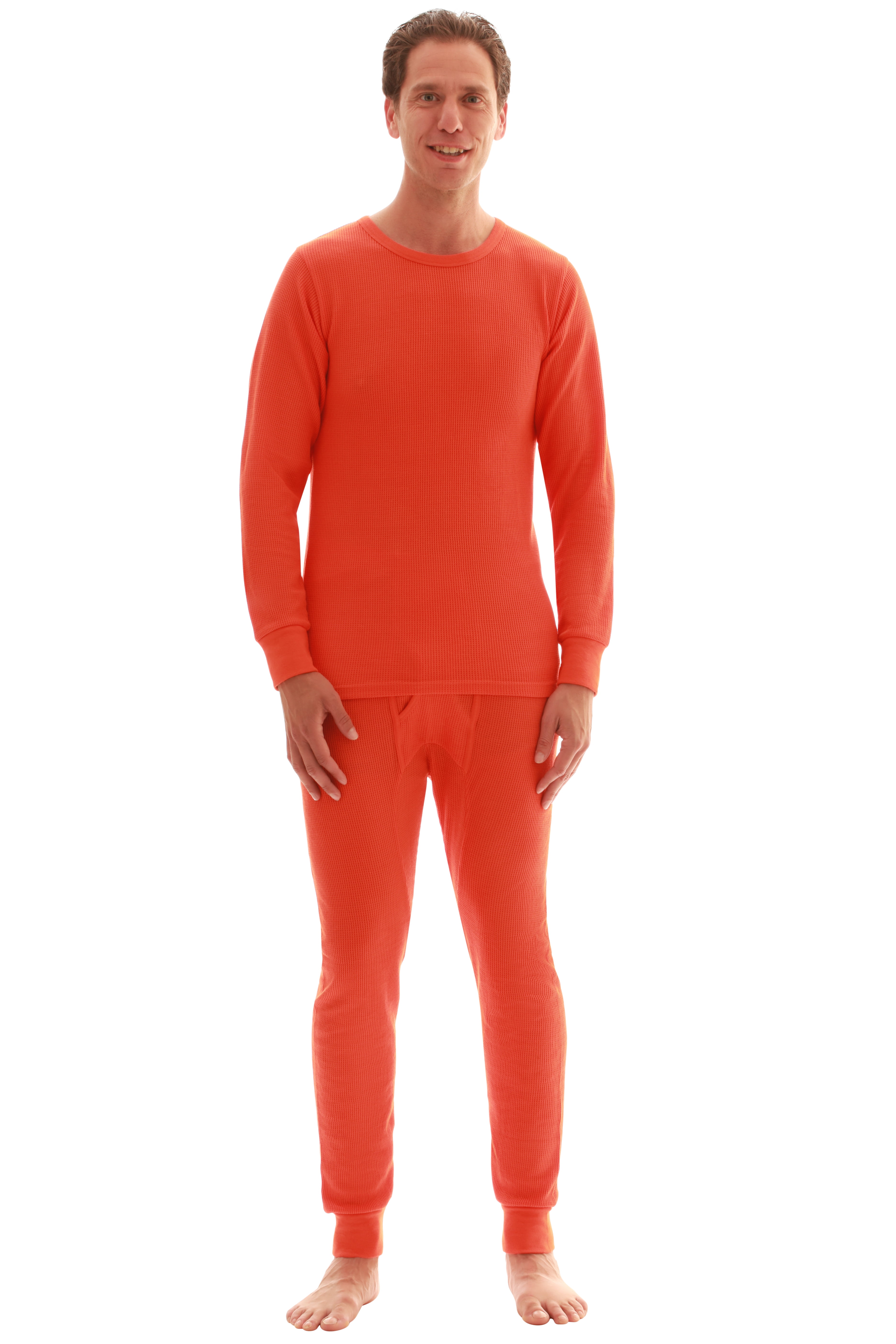 At The Buzzer Men's Thermal Underwear Set - Base Layer Long Johns for  Warmth in Winter (Orange, Medium)
