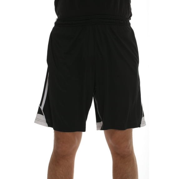 At The Buzzer Mens Athletic Shorts with pockets (Black White, 2X)