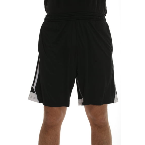 At The Buzzer Mens Athletic Shorts with pockets (Black White, 2X)