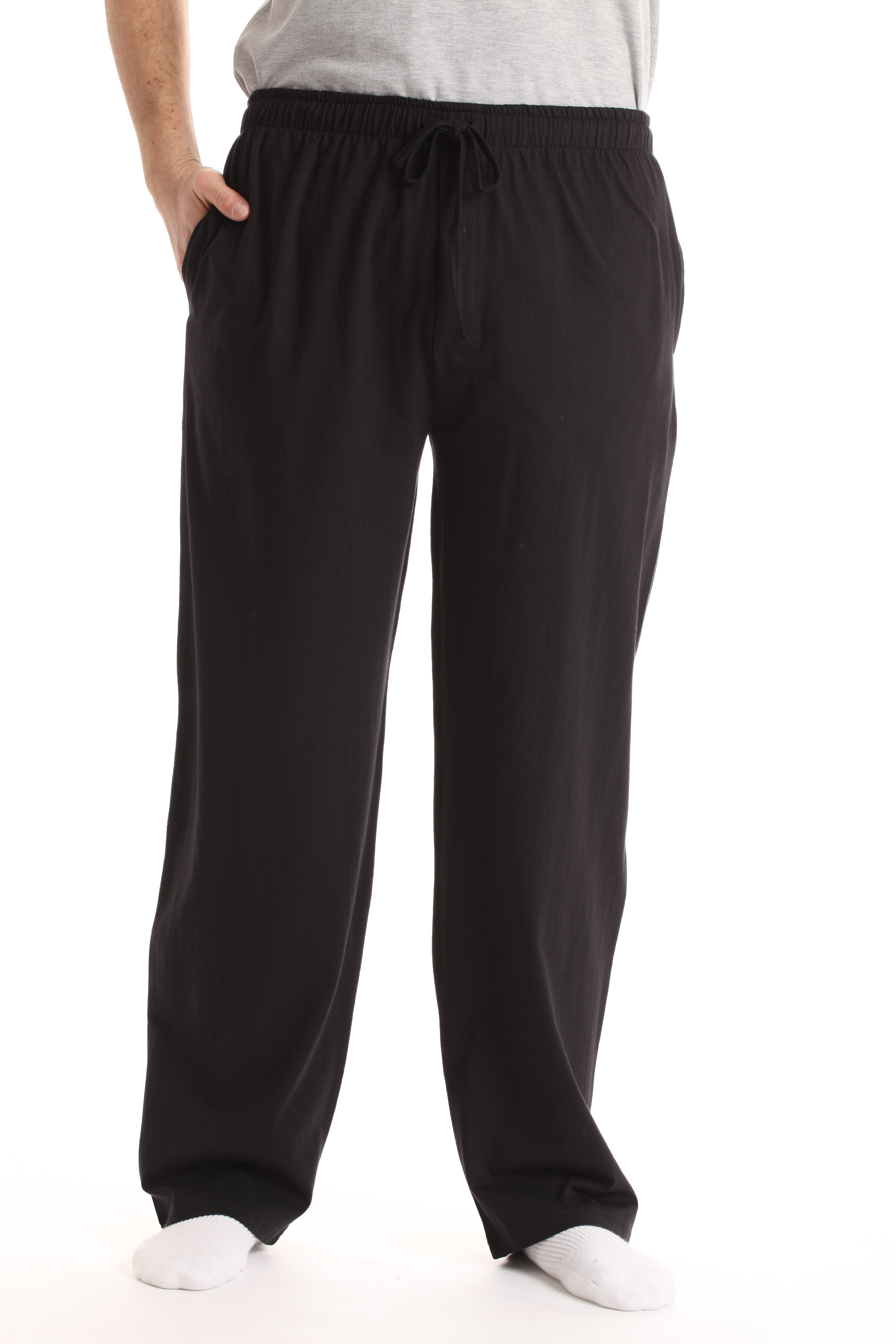 At The Buzzer Mens Pajama Pant Jersey Knit Sleep Pant (Black, XXLarge)