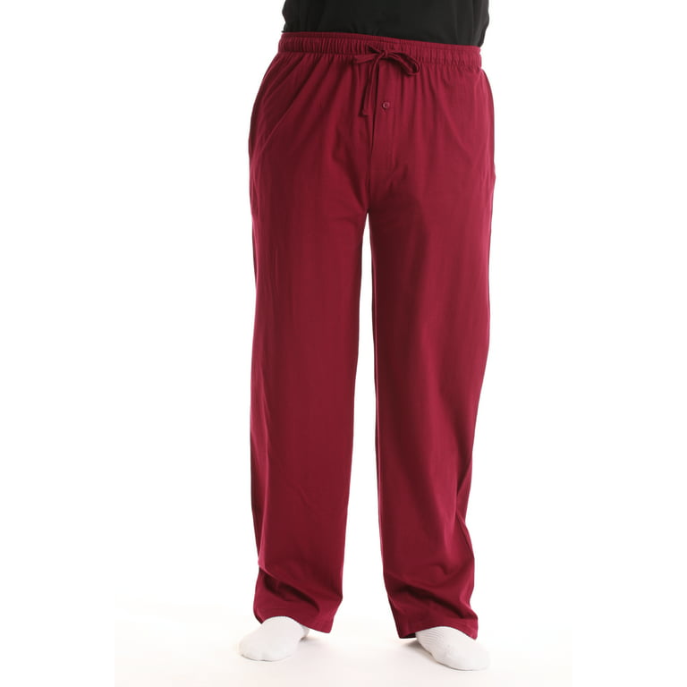 At The Buzzer Mens Pajama Pant – Jersey Knit Sleep Pant (Burgundy,  XX-Large) 