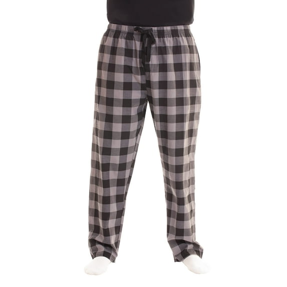 At The Buzzer Mens Pajama Pant Jersey Knit Sleep Pant (Grey Black Buffalo Plaid, Small)