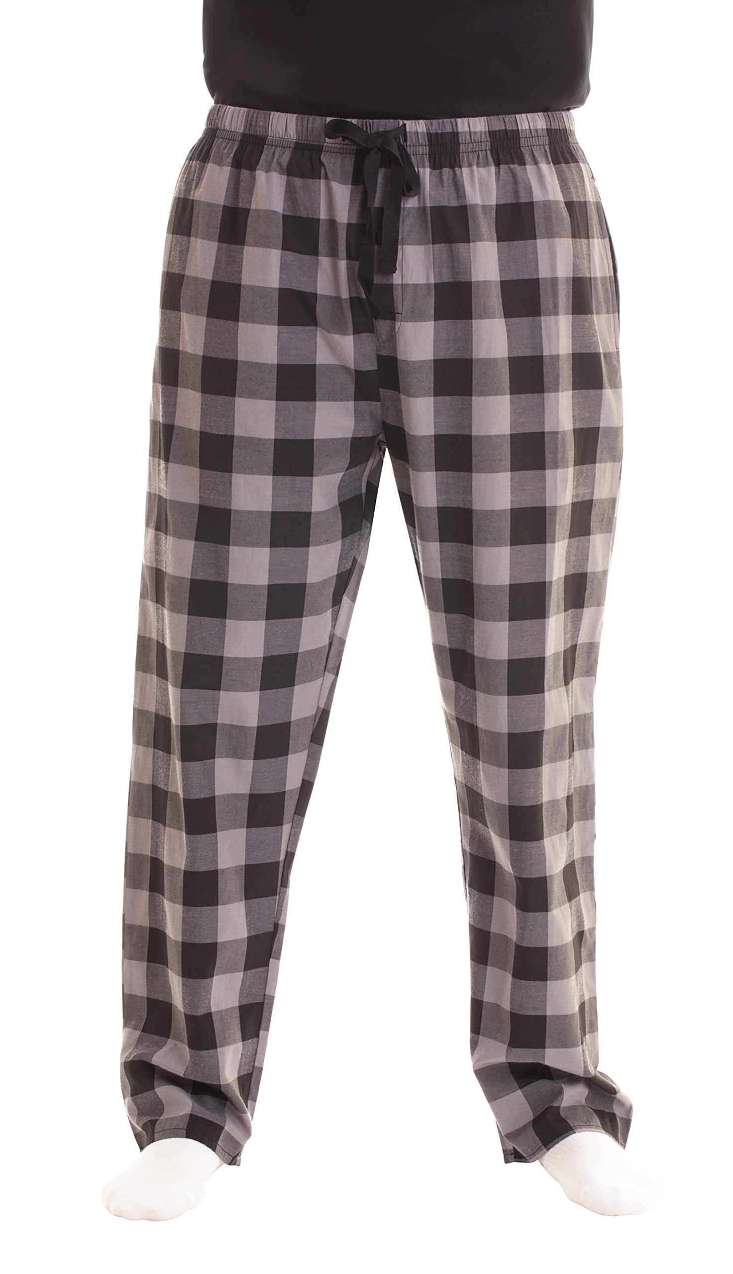 At The Buzzer Mens Pajama Pant – Jersey Knit Sleep Pant (Grey Black Buffalo  Plaid, XX-Large)