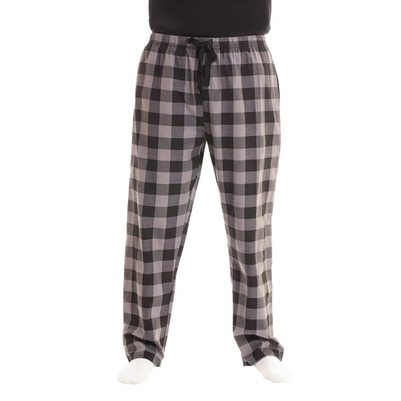 At The Buzzer Mens Pajama Pant  Jersey Knit Sleep Pant (Grey Black Buffalo Plaid, XX-Large)
