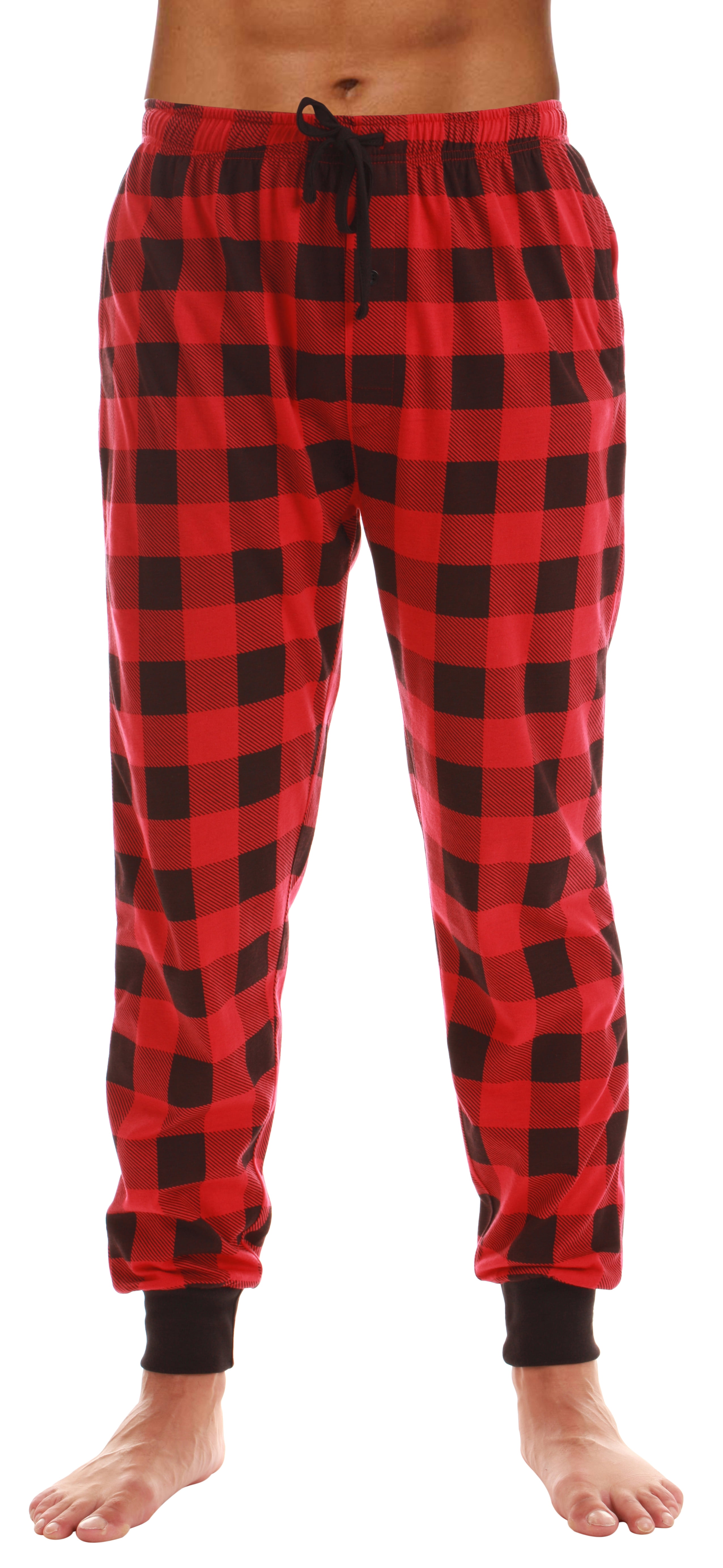 At The Buzzer Mens Pajama Pant – Jersey Knit Sleep Pant (Red Buffalo ...