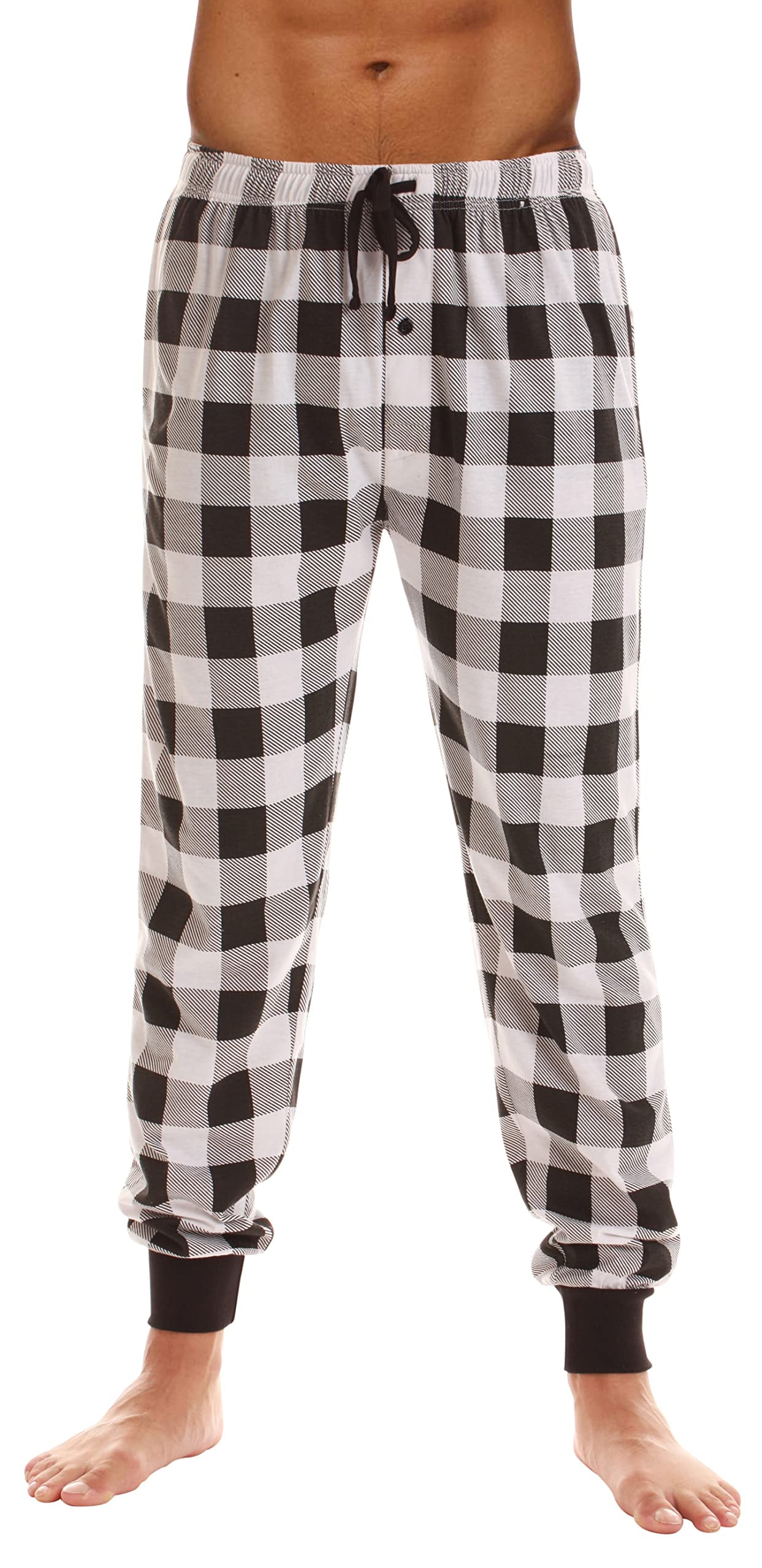 At The Buzzer Mens Pajama Pant Jersey Knit Sleep Pant (White Buffalo