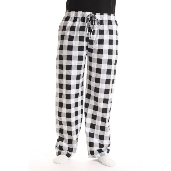 At The Buzzer Mens Pajama Pant  Jersey Knit Sleep Pant (White Buffalo Plaid, XX-Large)
