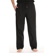 At The Buzzer Mens Solid Poplin Pajama Pants with Pockets (Black, Large)
