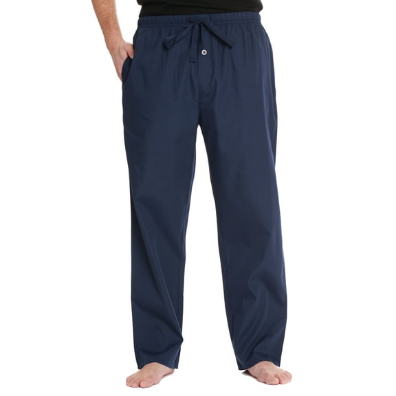 At The Buzzer Mens Solid Poplin Pajama Pants with Pockets