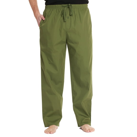 At The Buzzer Mens Solid Poplin Pajama Pants with Pockets