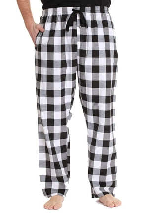 Yuiboo Buffalo Plaid Scotland Gray Pajamas Pants For Men Flannel