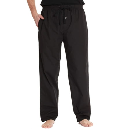 At The Buzzer Mens Solid Poplin Pajama Pants with Pockets (Poplin Fabric - Black, XX-Large)