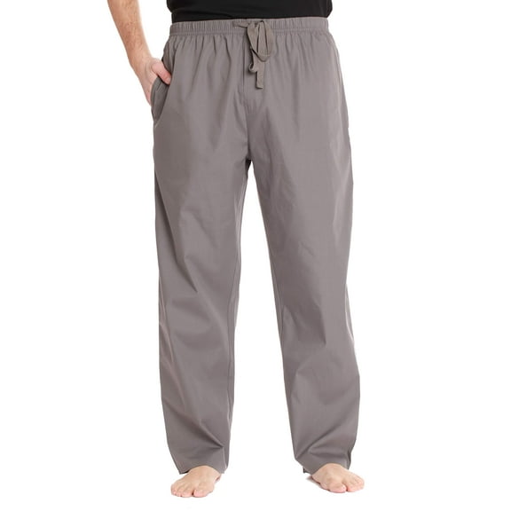 At The Buzzer Mens Solid Poplin Pajama Pants with Pockets