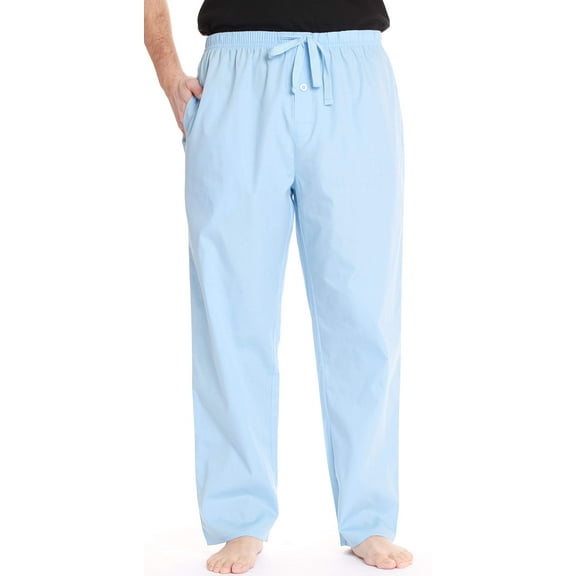 At The Buzzer Mens Solid Poplin Pajama Pants with Pockets