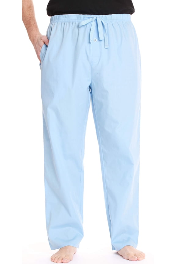 At The Buzzer Mens Solid Poplin Pajama Pants with Pockets