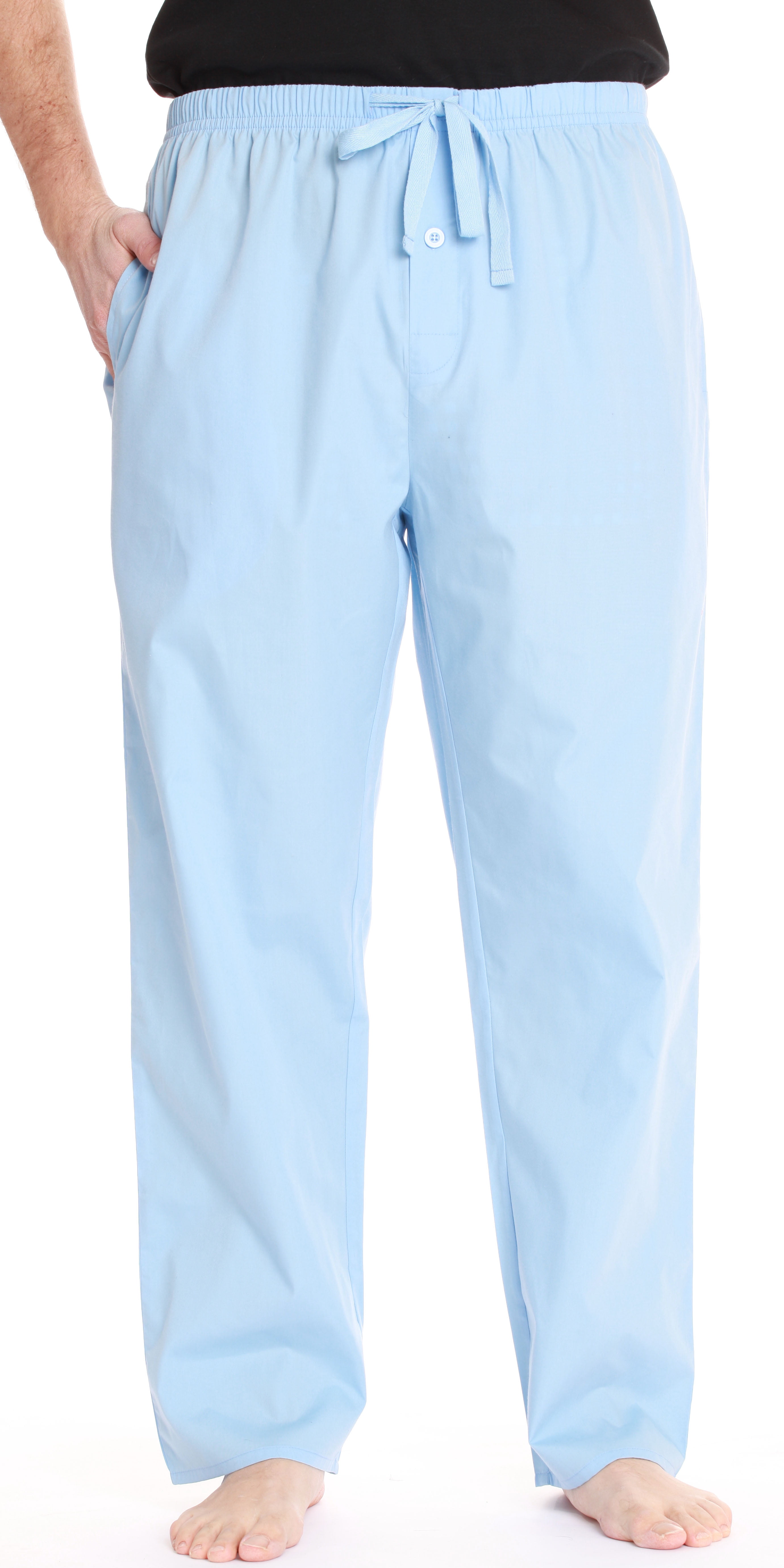 At The Buzzer Mens Solid Poplin Pajama Pants with Pockets (Powder Blue,  XXX-Large)