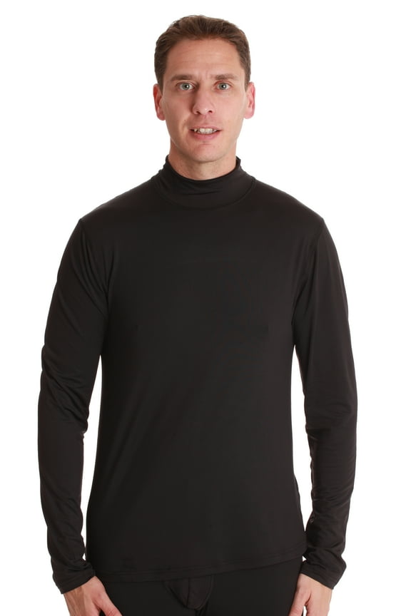 Mens Thermal Long Sleeve Mock Neck Top 55941-BLK-S (Black, Small)
