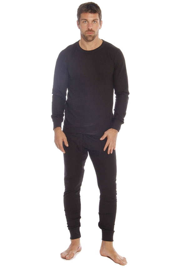 Thermal Underwear Set for Men (Black, Medium)